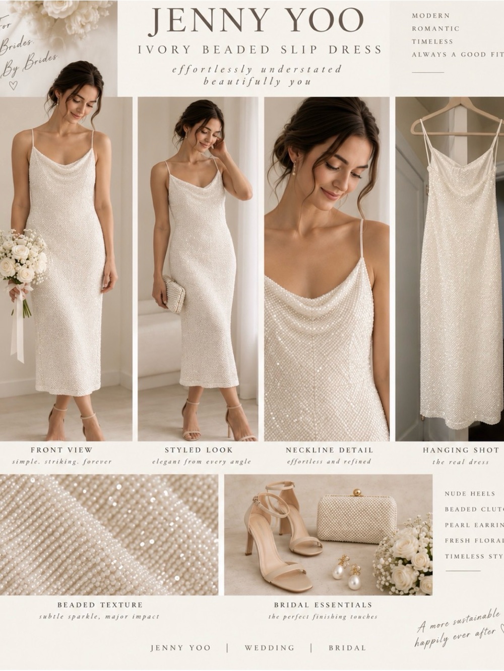 Jenny Yoo Ivory Beaded Slip Wedding Dress